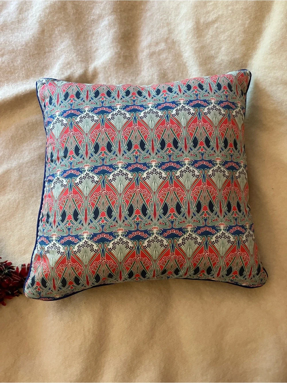 Alice Caroline made in England 100% cotton pillow with velvet & feather insert